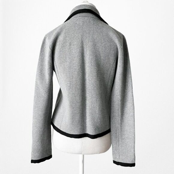 Vintage Y2K Loft Gray Black Knit Blazer Suit Cardigan Sweater Jacket Size S - Picture 5 of 6
